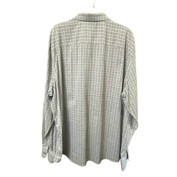 UNTUCKit Shirt Mens 3XL White Blue Plaid Nylon Performance Stretch Long Sleeve - Picture 6 of 11